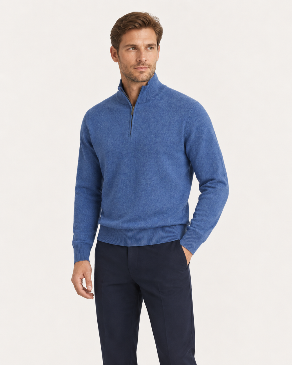 Half Zip denim muški džemper