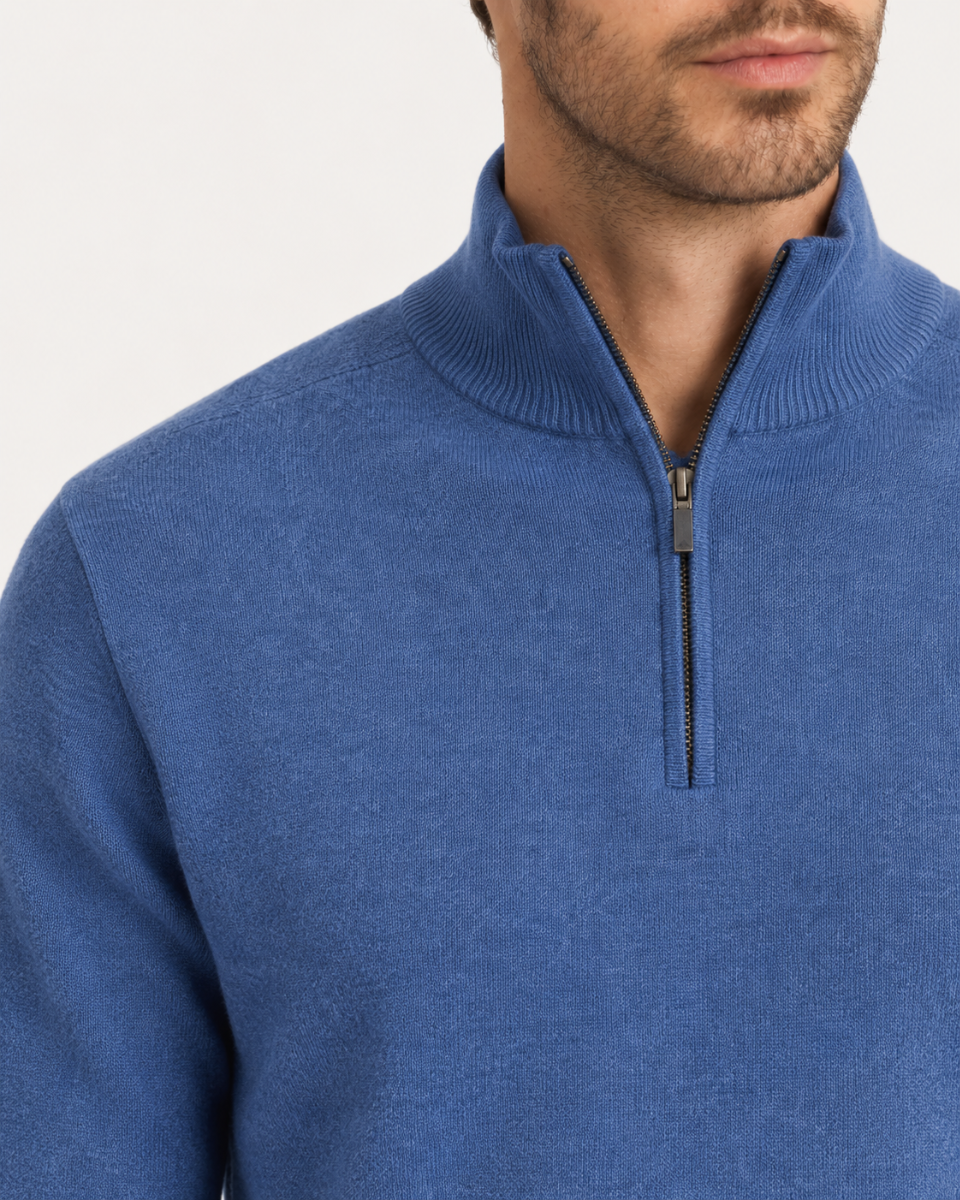 Half Zip denim muški džemper