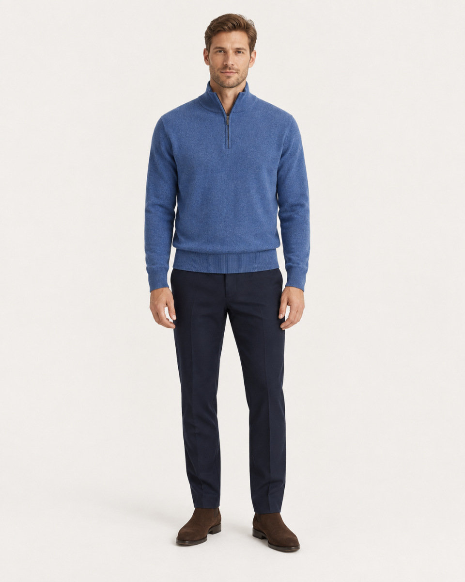 Half Zip denim muški džemper