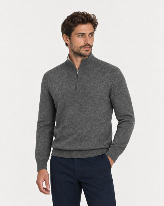 Half Zip siva muški džemper