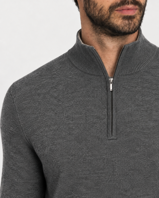 Half Zip siva muški džemper