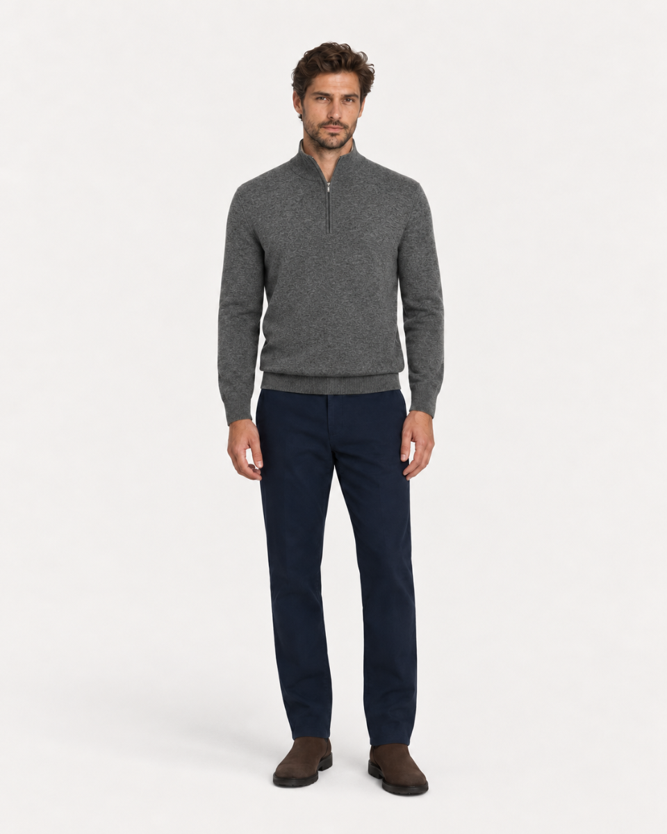 Half Zip siva muški džemper